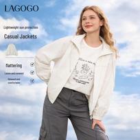 LAGOGO Women's Stand-up Collar Loose Jacket S šviesiai žalios spalvos