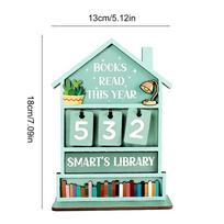 Book Counter Tracker Wooden Annual Read Book Display Tracker Manual Read Tracker Reading Sign Display Bookshelf Decor Deco šviesiai žalios spalvos