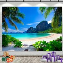 One tropical beach and palm tree backdrop - suitable for parties and multi-purpose photography backgrounds 47.2x31.5inch/120*80cm