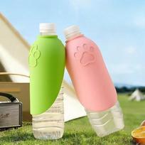 Portable Silicone Leaf Dog Water Bottle Dispenser Foldable Travel Pets Drinking Bowl Cup 2PCS