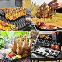 Vištienos kojelių ir sparnelių kepimo grotelės, 14 vietų, patvarus laikiklis, tinkamas grotelėms, rūkykloms, orkaitėms, virtuvei, lauko BBQ 1pc