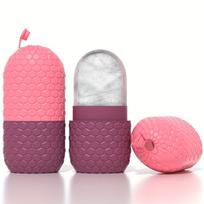 1pc Silicone Ice Face Roller Mold - Reusable Ice Cube Tray for Puffiness Relief, Skin Care & Facial Massage Gel/ Applicator - Hydrating Compress Tool rožinė raudona spalva