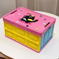 Space-Saving Outdoor Camping Box Cat Pattern Waterproof Case Sturdy Folding Storage Box  Picnic rožinė