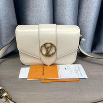 [Pre-Owned] Pont 9 Classic Logo Colorful Lining Smooth Leather Crossbody Shoulder Bag - Excellent #1846MLU ONE SIZE