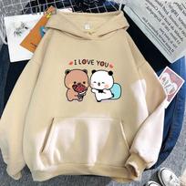 Unisex Panda Bear Cartoon Bubu and Dudu Hoodie Cute Sweatshirts Long Sleeve Girls Print Pullovers O-Neck Kawaii Ullzang Casual Hoodies 2XL