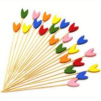 100 disposable bamboo sticks, 4.72-inch multi-colored fruit appetizer long toothpick bamboo cocktail string dessert party food decoration 100pcs