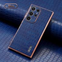 Case For Samsung Galaxy S24 Ultra S24 Plus S24 FE Phone Cover luxury Crocodile Skin New Series Case For Samsung S24 Phone Cover For Samsung S24 FE mėlyna