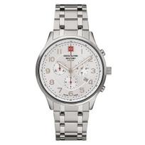 Swiss Alpine Military Skymaster Chronograph Stainless Steel Silver Dial Quartz 7084.9132 100M Men's Watch sidabras