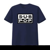 Sub Pop Logo T Shirt Black with White Print Retro Style Streetwear Fashion Vintage Washed Soft Designer Clothes Casual XL