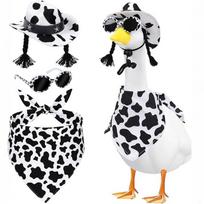 Cow Print Costume Set with Hat Bandana Sunglasses and Headband Western Style Accessories for Party Outfit One Size