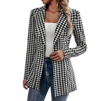 Yousheng Women Suit Coat Notched Lapel Long Sleeve Single Button Suit Jacket Slim Fit Plaid Print Work Office Outwear L juoda