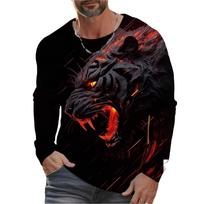 Tigro Grafikos Marškinėliai Ilgomis Rankovėmis Vyrams Drabužiai Atsitiktiniai Marškinėliai Mada 3D Gyvūnų Spaudiniai Viršutiniai Drabužiai Vintažiniai Vyriški Drabužiai S