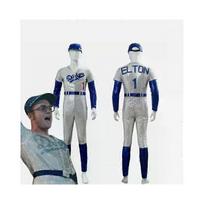 (L) Adults Cosplay Bodysuit Rocketman Elton John Costume Baseball Uniform Jumpsuit With Cap Hat Belt Hal M