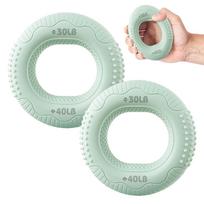 [Set of 2] Grip Strength Training Hand Grip Rehabilitation Finger žalia