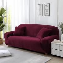 Aksominis sofos užvalkalas Elastingas storas L formos kampinis sofos užvalkalas svetainei 1/2/3/4 vietos tamprus sofos sofos fotelis užvalkalas 1seat (90-140cm) vyno raudonos spalvos