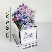 Watercolor Flowers Design 3D Pop-Up Greeting Card Handwritten Note Premium Quality Pop-Up Birthday Card Festival Use violetinė
