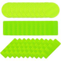 DELUXEFOX Reflective Sticker Bicycle Reflector 30 Pack Circle Square Rectangle žalia