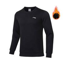 Li Ning Sweatshirts Men's Black Crew Neck Thickened Regular YWDS493-1 S