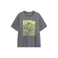 Li Ning Sports Life Collection T Shirts Men's Lead Gray Crew Neck Moderate Straight Fit AHST569-3 M