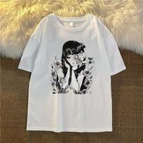 Vasaros Harajuku marškinėliai Siaubo komiksai Gotikiniai animaciniai filmai Anime Print Punk Japoniški marškinėliai Top Vogue Unisex Vintage Style S balta