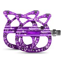 Aluminum Alloy Mountain Bicycles Pedals Cats Shape Cycling Pedals 3 Seal Bearings Nonslip Bike Pedals Easy to Install violetinė