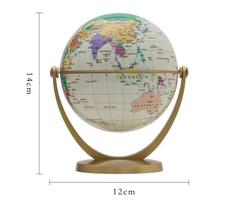 10 cm Retro gaublys 360° besisukantis Žemės pasaulio vandenyno žemėlapis kamuolys Antikvarinis stalo geografijos mokymosi švietimo namų mokyklos ornamentas beige