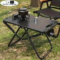 Nešiojamas sulankstomas kempingo stalas, lengvas geležinis pikniko stalas, kompaktiškas dizainas lauko stovyklavimui, paplūdimiui, BBQ, renginiams automobilių stovėjimo aikštelėje, žygiams ( Sulankstomas) juoda