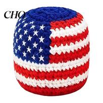 Footbag with Padding 4th of July Handmade Knit for Adults Kids, Red White Blue Patriotic Lightweight Sack Juggling Balls, Independence Day Crochet 1pc