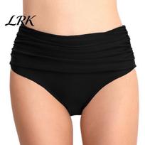 Klasikinio kirpimo maudymosi šortai Aukšto liemens bikini dugnas moterims, Pilvuką kontroliuojantys suraukti maudymosi šortai, Lanksčiai priglundantys detalizuoti paplūdimio šortai maudymosi kostiumas M juoda
