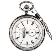 Steampunk Unique Seconds Small Dial Display Mechanical Pocket Watch Open Face Bronze Hand-winding Pendant Clock Birthday Gifts juoda