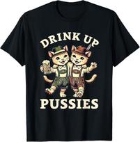 Oktoberfest Drinking Otoberfest Cat Beer Drink Up Pussies T-Shirt M
