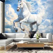 2D plane 1 majestic white horse cloud sky design suitable for living room bedroom or office 47.2x31.5inch/120*80cm white