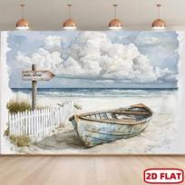 2D plane 1 replica old ship sailing port banner - Retro lighthouse and ship decoration suitable for birthdays 47.2x31.5inch/120*80cm