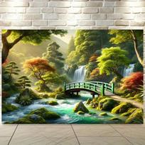 2D Lush Oriental Garden Backdrop for Wedding, Birthday and Nature Themed Parties 47.2x31.5inch/120*80cm