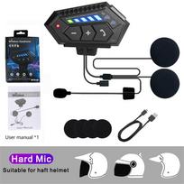 BT-2x Motorcycle Helmet Headset Bluetooth Hands-Free Call IPX4 Waterproof 500mAh Headset Speakers HiFi Stereo RGB Light Hard Mic for Half Face Helmet