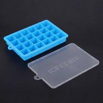 2pcs Easy Release Square Ice Cube Maker 24 Cavity Ice Cube Tray with Lid Silicone Ice Tray  Home mėlyna