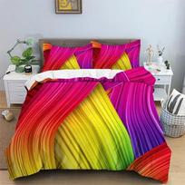 Abstract Geometric Duvet Cover Microfiber Queen Bedding Set For Boys Girls Room Rainbow Plaid Print Quilt Cover With Pillowcase EU Single 135x200cm