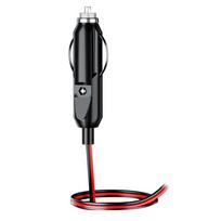 12V/24V Car Socket Plug with 0.6/1.5/4M Power Cable Auto Socket Male Connector 20A Fused with LED Indicator 60cm raudona/juoda