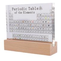 Elementų periodinė lentelė Skaidri akrilo plokštė su mediniu pagrindu Spalvotas šviesos chemijos elementų dekoras studentams