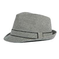 Houndstooth Jazz Hat For Men Women Spring Autumn Panama Hat British Vintage Top Hat Jazz Hats Unisex Fedora Hat NZ194 M (56-58CM) pilka spalva