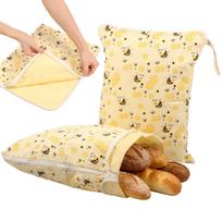 2Pcs Reusable Beeswax Bread Bags for Homemade Sourdough Bread Wide Zipper Access Organic Beeswax Cotton Linen Storage Bags for Freezer Refrigerator geltona