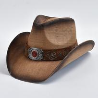 Summer Straw Western Cowboy Hat For Men Women Outdoor Travel Jazz Beach Sun Hat sombreros de vaquero One Size chaki