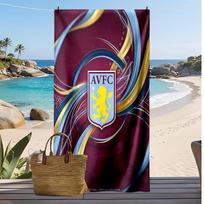 Aston Villa Football Print Beach Towel, Large Soft Quick Dry Towel for Beach Camping Swimming 70cmx140cm(27x55inch)