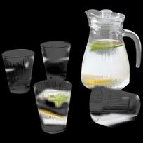 Wanjing Fengya 5-Piece Glass Water Pitcher Set 1200ml Pitcher & 4x 220ml Tumblers