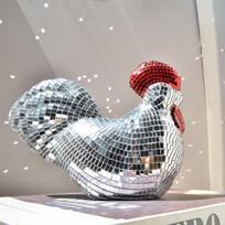 High Quality Creative Mirror Disco Balls Chicken Shape Exquisite Chicken Sculptures Models Figurine Gift sidabras