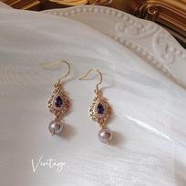 French~ Micro-inlaid zircon water drop pearl earrings needle handmade design earrings live stream supply
