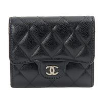 Chanel Press Button Closure Diamond Design Caviar Leather Wallet Small Women wallet Black AP0229-B10583-C3906 Gift Set(Basic Set+Box+Shopping Bag)