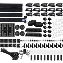 200 PCS Cable Management Kit Roll Cable Organizer Straps and 100 Fastening Cable Ties for Computer TV Under Desk, black,clear juoda