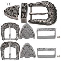 Vintage Style Handmade Carving Alloy Waist Belt Buckle Set for Collar Saddle Accessories40mm Inner Diamter