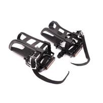 MultiPurpose Bicycles Pedals Bike Pedals with Toe Clip and Strap for Exercise Bike, Spin Bike and Outdoor Bicycles